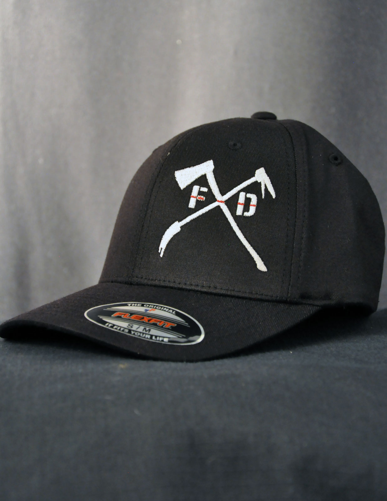The Irons Thin Red Line Flex Fit Cap (White logo) Black Helmet