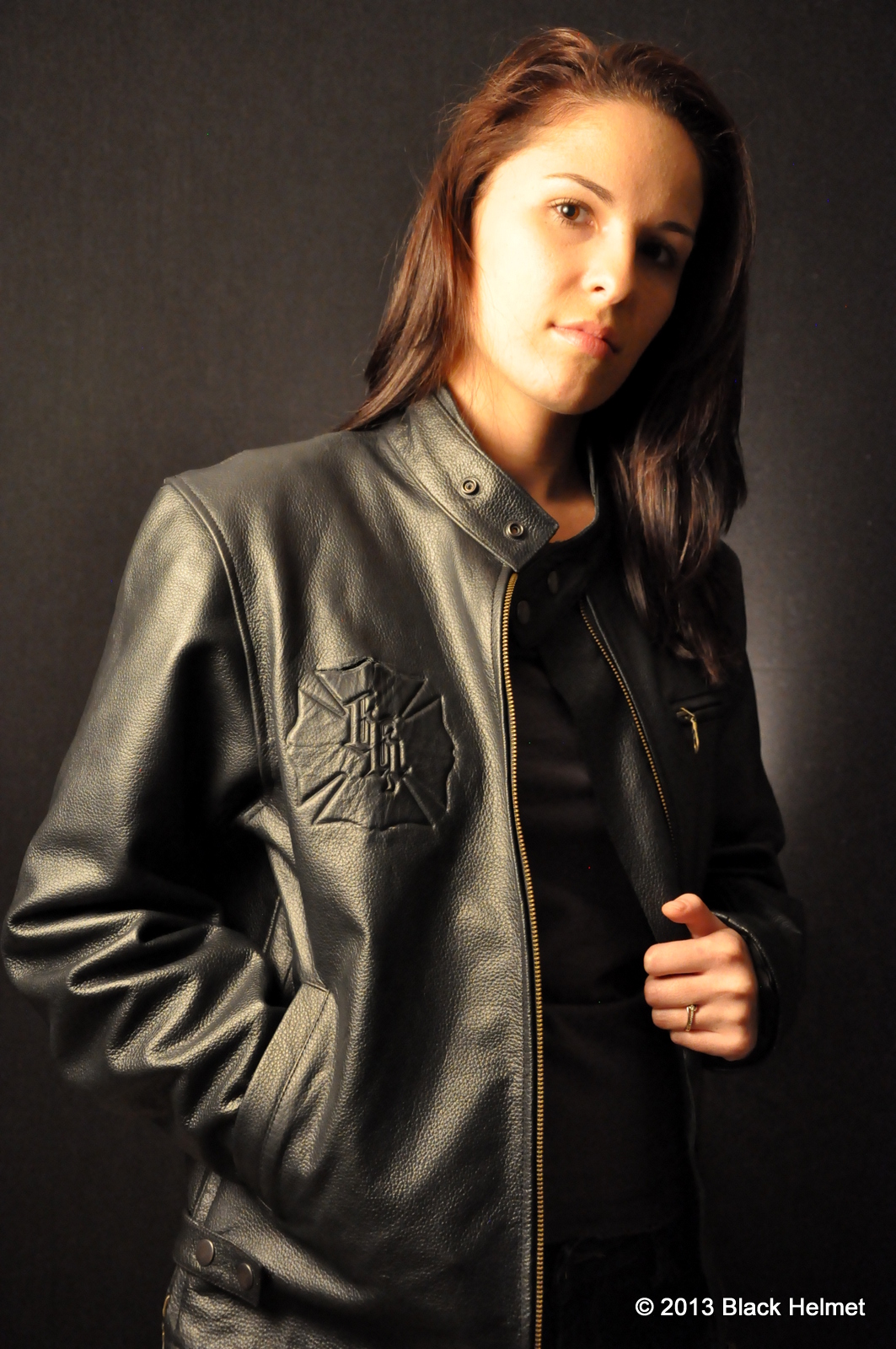 Black Helmet Leather Biker Jacket - Black Helmet Firefighter Shirts ...