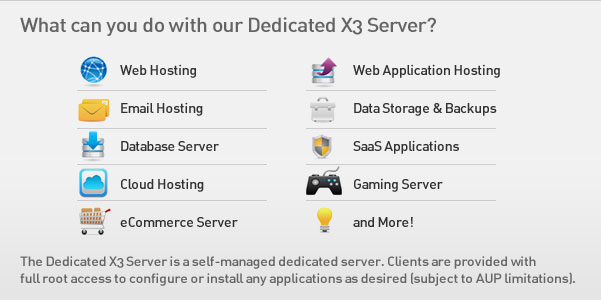 Dedicated X3 Server Features Dedicated X3 Server Features