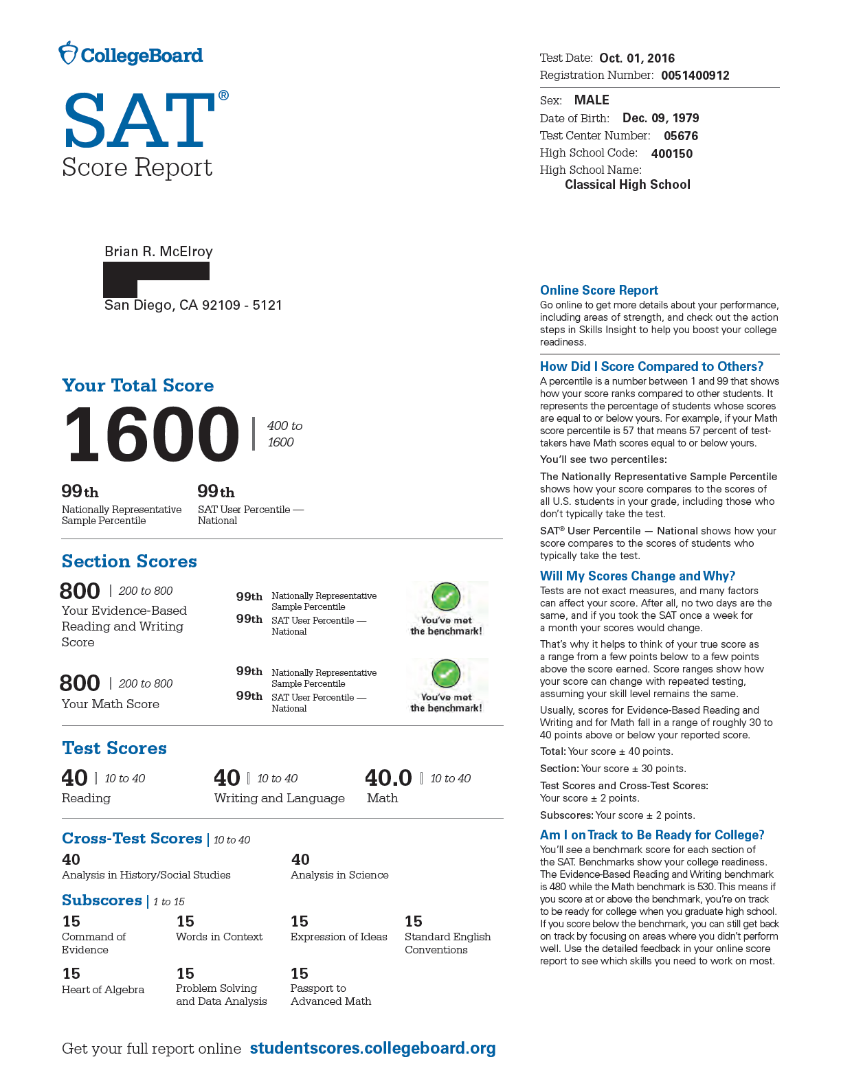 Sat Score Chart 2018